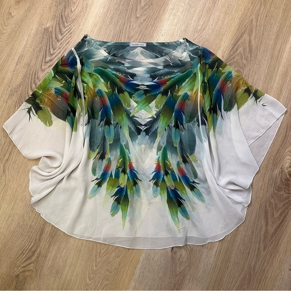 Charlotte Russe Green and White Batwing Sleeve Blouse size S - Picture 4 of 5